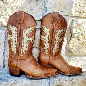 Vintage FRYE Daisy Duke Western Cowboy Boots Size 6